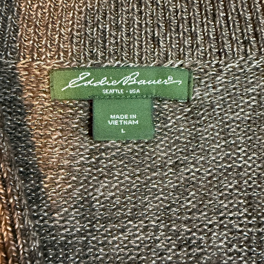 Eddie Bauer Women’s Brown Longline Cardigan Size L Button Front Pockets - Picture 8 of 9